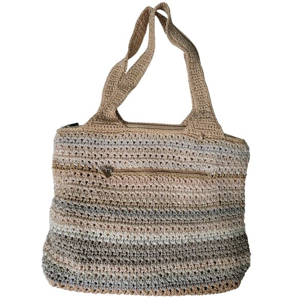The Sak Crochet Shoulder Bag With Zipper Closure Beachy summer Tiny Flaw - Picture 1 of 12